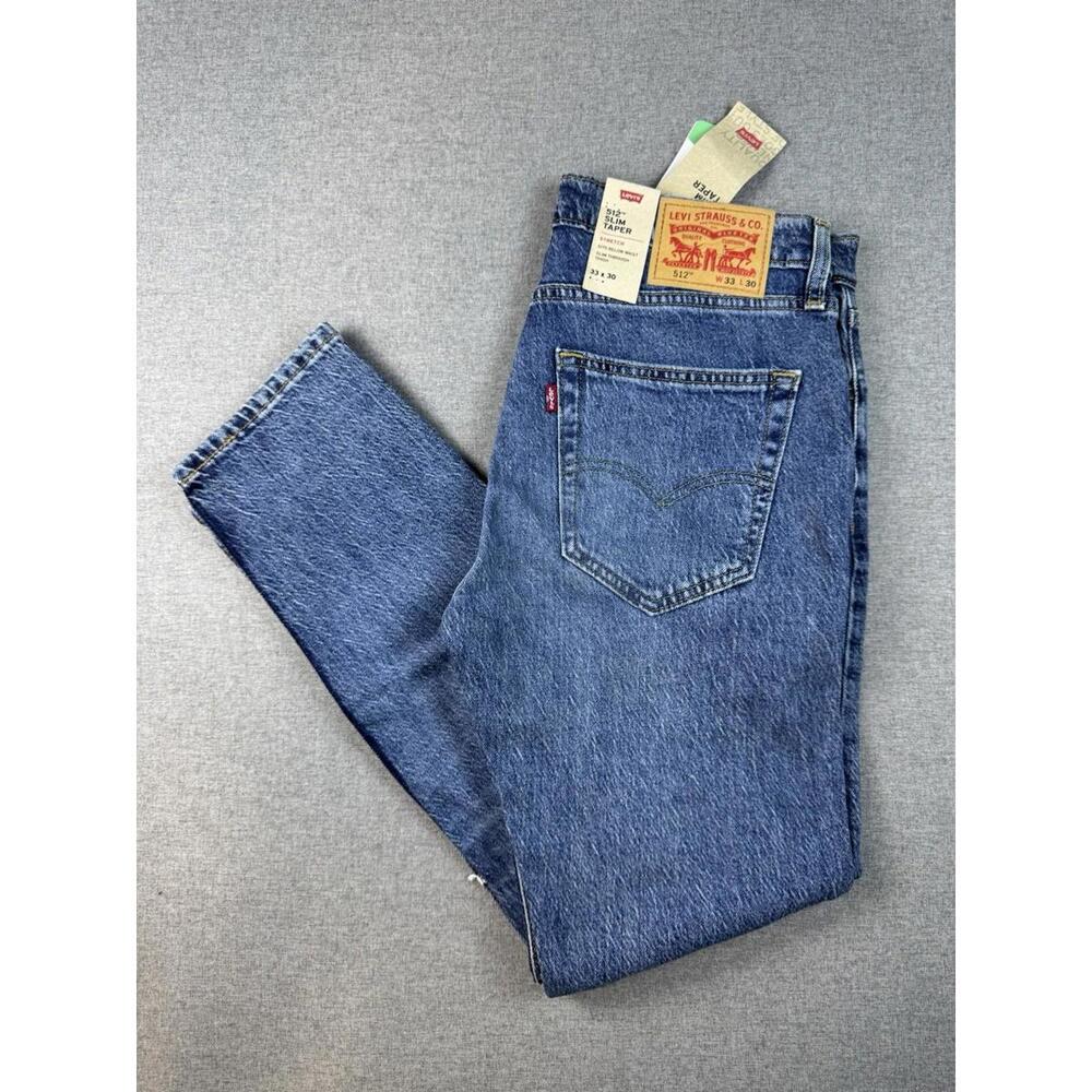 Levi’s 512 Slim Taper Jeans Men’s 33x30 Blue Stretch Denim Distressed New w/ Tag